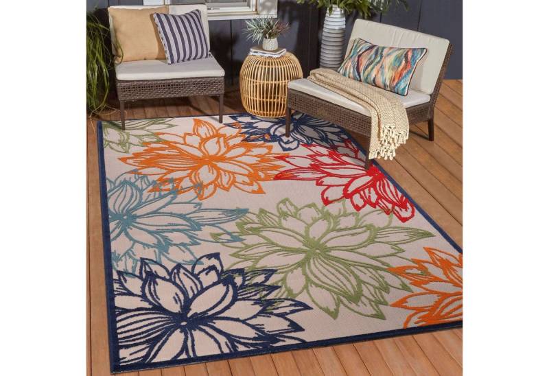Sanat Teppich Floral 2 Outdoor, rechteckig, Höhe: 6 mm, In- und Outdoor geeignet, Blumen, Balkon, Terrasse, Außenbereich von Sanat