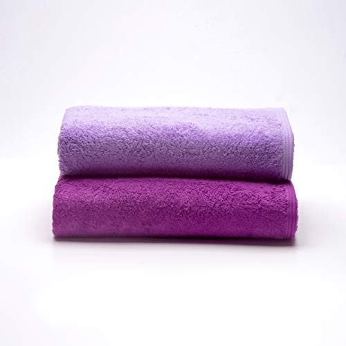 Sancarlos - 2er-Set Ocean Duo Badetücher, Farbe Lila und Violett, 100% Baumwolle, 550 g/m² von Sancarlos