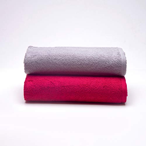 Sancarlos - 2er-Set Ocean Duo Badetücher, Farbe Rauch und Granatrot, 100% Baumwolle, 550 g/m² von Sancarlos