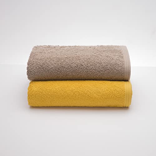 Sancarlos - 2er-Set Ocean Duo Badetücher, Fichte und Senf, 100% Baumwolle, 550 g/m² von Sancarlos