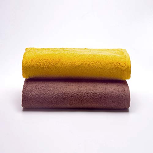 Sancarlos - 2er-Set Ocean Duo Badetücher, senffarben und braun, 100% Baumwolle, 550 g/m² von Sancarlos