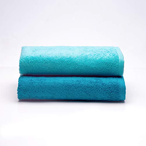 Sancarlos - 2er-Set Ocean Duo Duschtücher, Farbe Türkis und Smaragd, 100% Baumwolle, 550 g/m² von Sancarlos