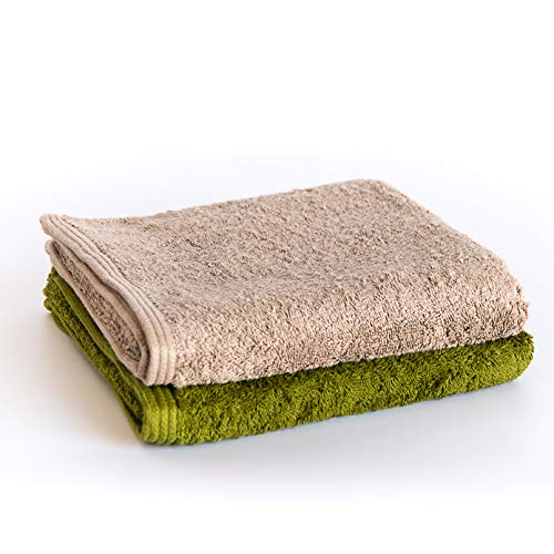 Sancarlos - 2er-Set Ocean Duo Handtücher, Farbe Stein und Grün, 100% Baumwolle, 550 g/m² von Sancarlos