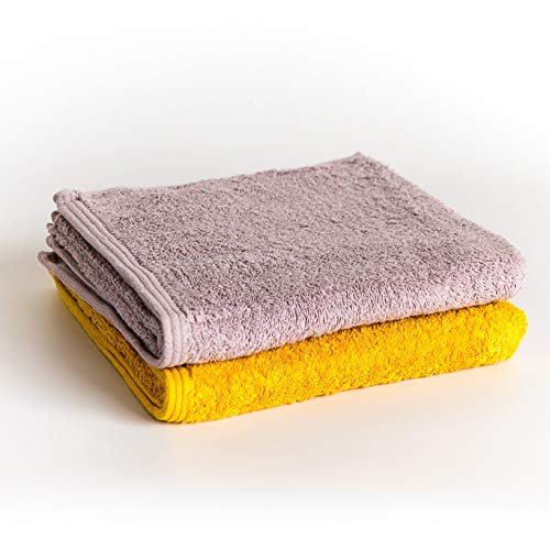 Sancarlos - 2er-Set Ocean Duo Handtücher, Malve und Senf, 100% Baumwolle, 550 g/m² von Sancarlos