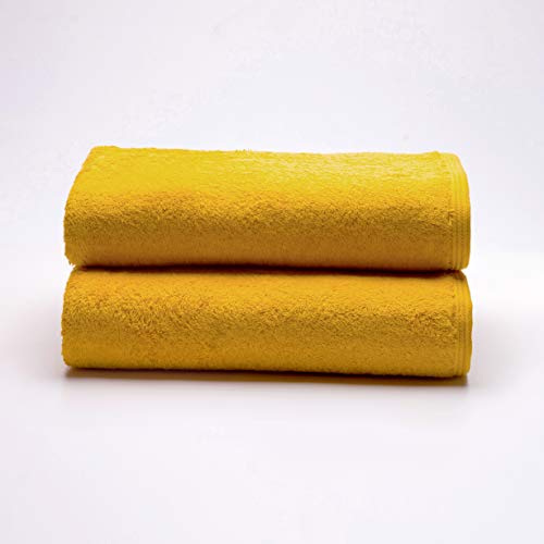 Sancarlos - 2er-Set Ocean Duschtücher, Senfgelb, 100% Baumwolle, 550 g/m² von Sancarlos