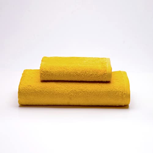 Sancarlos – 2er Set Ocean Waschtisch- und Duschtücher, Senf, 100% Baumwolle, 550 g/m² von Sancarlos