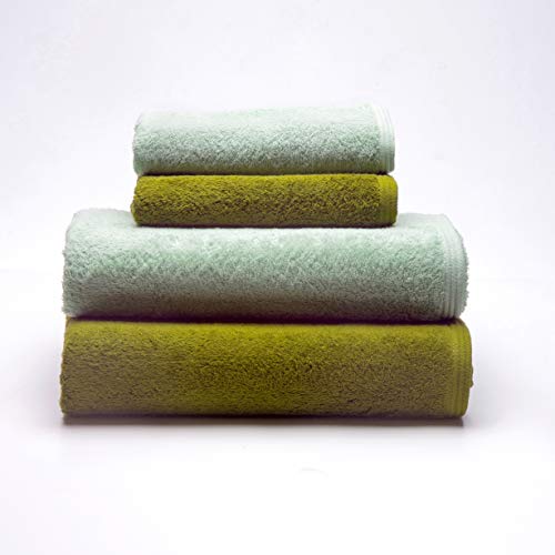 Sancarlos - 4er-Set Ocean Duo-Handtücher, 2 Waschbecken und 2 Bad, Farbe Pulver Grün und Grün, 100% Baumwolle, 550 g/m² von Sancarlos