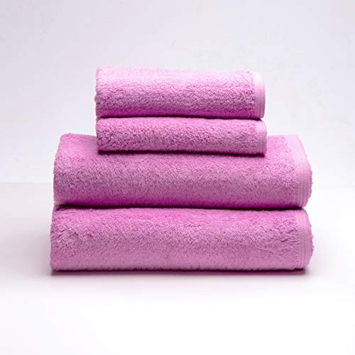 Sancarlos - 4er-Set Ocean-Handtücher, 2 Waschbecken und 2 Bad, Farbe Kaugummirosa, 100% Baumwolle, 550 g/m² Sancarlos - 4er-Set Ocean-Handtücher, 2 Waschbecken und 2 Bad, Farbe Kaugummirosa, 100% Baumwolle, 550 g/m² von Sancarlos