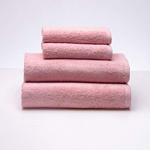 Sancarlos - 4er-Set Ocean-Handtücher, 2 Waschbecken und 2 Duschtücher, Rosa, 100% Baumwolle, 550 g/m² von Sancarlos