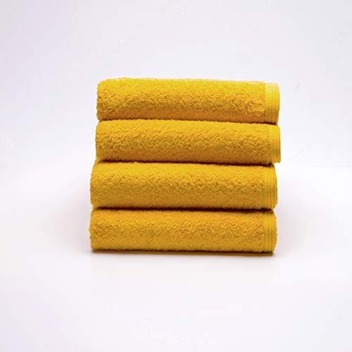 Sancarlos - 4er-Set Ocean-Handtücher, Senfgelb, 100% Baumwolle, 550 g/m² von Sancarlos