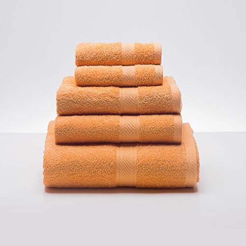 Sancarlos Aquaria Handtücher-Set, 5-teilig, 100% Baumwolle, Frottee, Dichte 450 g/m², Orange von Sancarlos