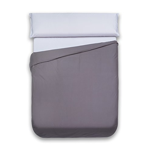 Sancarlos Bettbezug, bügelleicht, 100% Baumwolle, für Betten mit 150 cm Breite, Grau von Sancarlos
