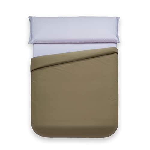 Sancarlos Bettbezug, zweifarbig, Olivgrün, 100% Baumwolle, Perkal, für Betten mit 180 cm Breite von Sancarlos