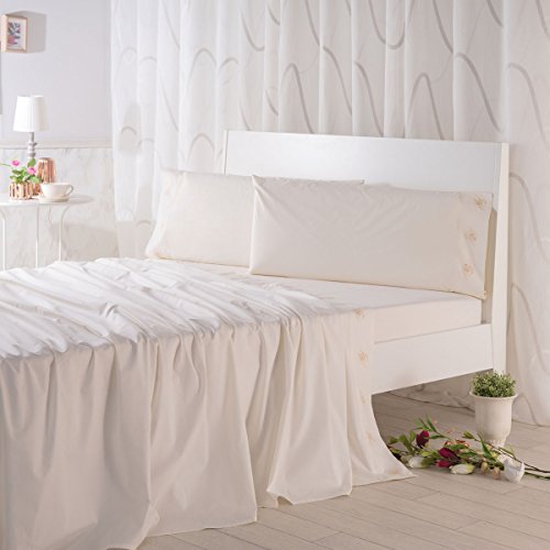 Sancarlos Darach Bettwäsche-Set aus besticktem Garn, Baumwolle, beige, Bett 135 cm von Sancarlos