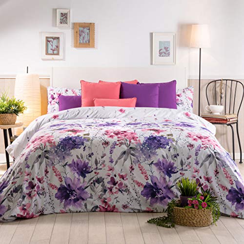 Sancarlos Blume Bedruckte Bettbezüge, Polyester, dunkelviolett, 105 von Sancarlos