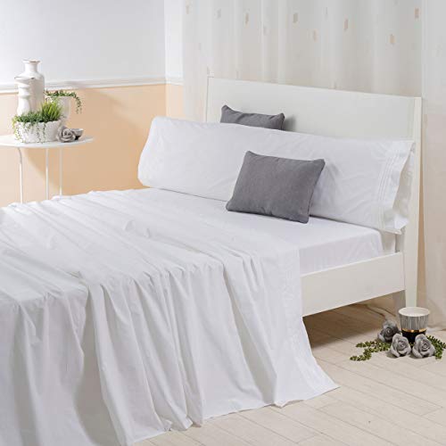 Sancarlos Jareta Bettlaken, Bestickt, für 160 cm breite Betten, Weiß von Sancarlos