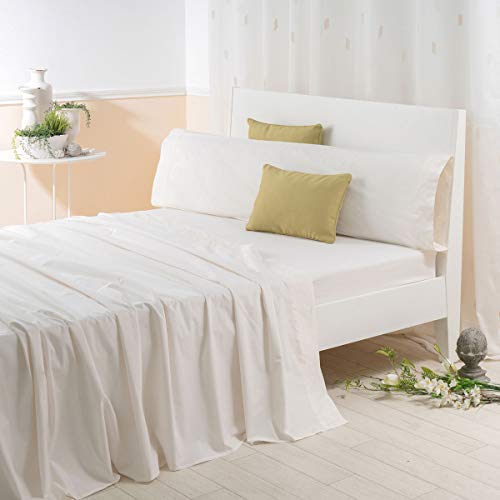 Sancarlos Lotus Bettlaken, 100% Baumwolle, Satin, Bestickt Bett 90 cm cremefarben von Sancarlos