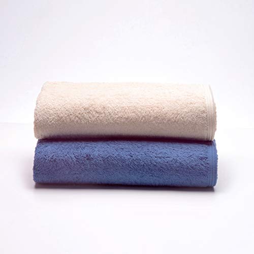 Sancarlos - 2er-Set Ocean Duo Duschtücher, Farbe Beige und Dunkelblau, 100% Baumwolle, 550 g/m² von Sancarlos