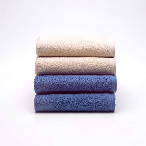 Sancarlos - 4er-Set Ocean Duo Handtücher, Farbe Beige und Dunkelblau, 100% Baumwolle, 550 g/m² von Sancarlos
