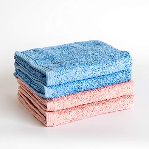 Sancarlos - 4er-Set Ocean Duo Handtücher, Rosa und Blau, 100% Baumwolle, 550 g/m² von Sancarlos