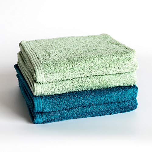 Sancarlos - 4er-Set Ocean Duo Handtücher, Smaragd und Grün, 100% Baumwolle, 550 g/m² von Sancarlos