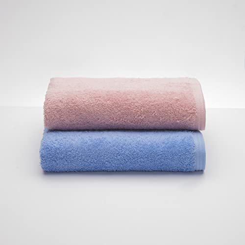 Sancarlos - 2er-Set Ocean Duo Badetücher, Farbe Rosa und Hellblau, 100% Baumwolle, 550 g/m² von Sancarlos