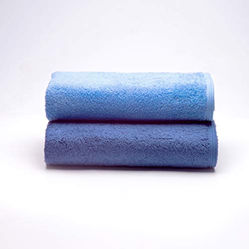 Sancarlos - 2er-Set Ocean Duo Duschtücher, hellblau und dunkelblau, 100% Baumwolle, 550 g/m² von Sancarlos