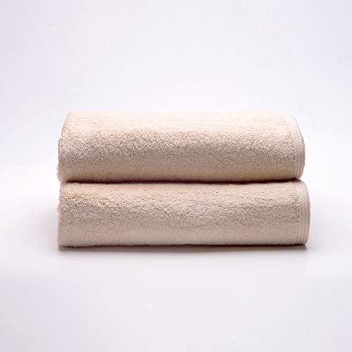 Sancarlos - 2er-Set Ocean Handtücher für Waschbecken, Farbe Beige, 100% Baumwolle, 550 g/m² von Sancarlos