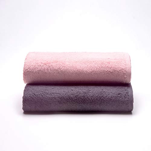 Sancarlos - 2er-Set Ocean Duo Duschtücher, Farbe Rosa und Dunkelgrau, 100% Baumwolle, 550 g/m² von Sancarlos