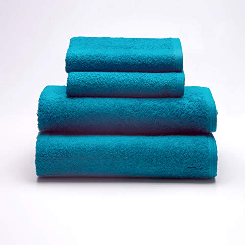 Sancarlos - 4er-Set Ocean-Handtücher, 2 Waschbecken und 2 Bad, Smaragdfarben, 100% Baumwolle, 550 g/m² von Sancarlos