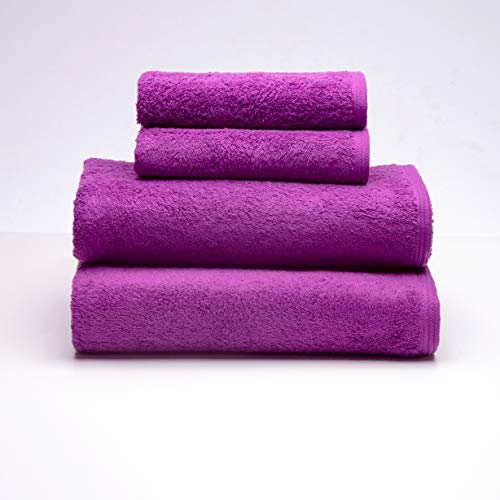 Sancarlos - 4er-Set Ocean-Handtücher, 2 Waschbecken und 2 Duschtücher, Farbe Lila, 100% Baumwolle, 550 g/m² von Sancarlos