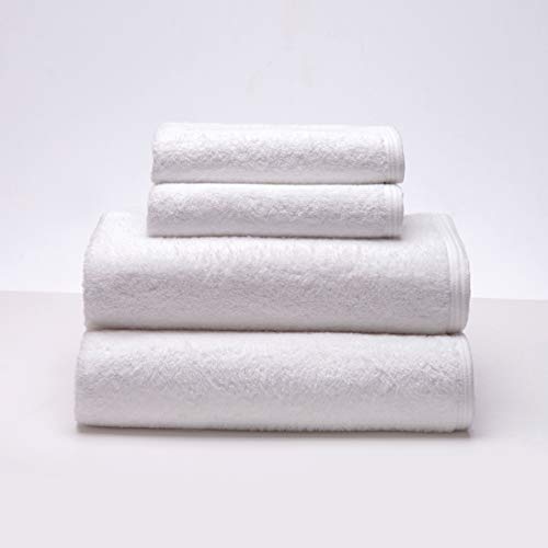 Sancarlos - 4er-Set Ocean-Handtücher, 2 Waschbecken und 2 Duschtücher, Weiß, 100% Baumwolle, 550 g/m² von Sancarlos