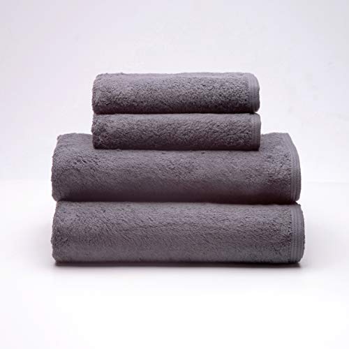 Sancarlos - 4er-Set Ocean-Handtücher, 2 Waschbecken und 2 Duschtücher, Dunkelgrau, 100% Baumwolle, 550 g/m² von Sancarlos