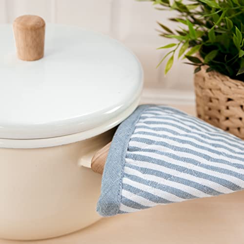Sancarlos Packung mit 2 Topflappen für Küche, blau und weiß, 100% Baumwolle, hitzebeständig. von Sancarlos