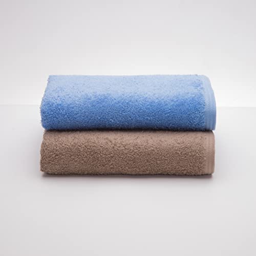 Sancarlos - Set mit 2 Handtüchern, Blau und Stein, 100% Baumwolle, 550 g/m² von Sancarlos