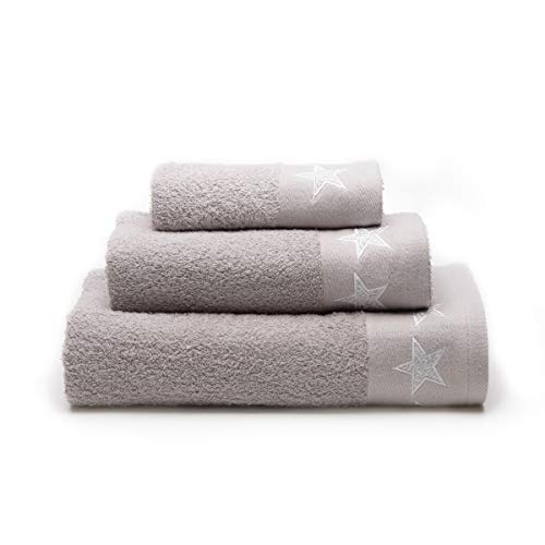 Sancarlos Stars Handtuch-Set, Baumwolle, grau, 3/PIEZAS von Sancarlos