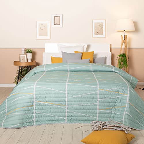 Sancarlos Wende-Tagesdecke, für 105 cm breite Betten, Mintgrün und Senfgelb von Sancarlos