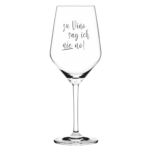 Sand & Soda 9500014 Modernes Weinglas mit trendigem Spruch zu vino sag ich nie no, mit Geschenkbox – Made in Germany von Sand & Soda