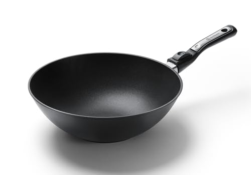 Sand & Stein – SlimLine Fusion Wok 30 cm I Induktion I Handmade in Germany I Für alle Herdarten geeignet I Antihaftbeschichtet I Abnehmbarer Stiel von Sand & Stein HANDMADE IN GERMANY