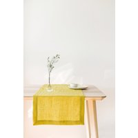 Chartreuse Gelb Leinen Tischläufer, Verschiedene Farben Naturleinen Stonewashed Weicher Tischläufer von SandSnowLinen