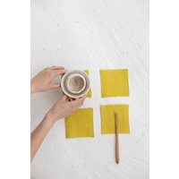 Chartreuse Gelbe Leinen Untersetzer Set, Tassen Untersetzer, Tisch Tischdeko, Küchenwäsche von SandSnowLinen
