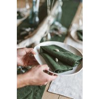 Erweichtes Leinen Servietten Set, Grüne Servietten, Auf Gehrung Geschnitten, Reine Serviette, Gewaschener Tisch, Stone Washed von SandSnowLinen