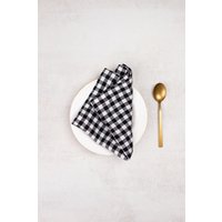 Weiches Leinen Servietten Set, Schwarze Gingham Servietten, Auf Gehrung, Reine Serviette, Stonewashed von SandSnowLinen