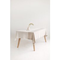 Farbblock Natürliche Licht Leinen Tischdecke, Weiche Zweifarbige Tischwäsche Nachhaltiges Geschenk von SandSnowLinen