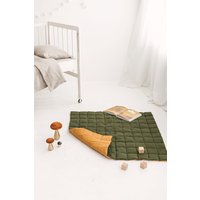 Grüne Baby Spieldecke, Gesteppter Leinen Spielteppich, Teppich, Teppich von SandSnowLinen