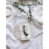 Leinenservietten Großhandel 10Er Set, Weiße Leinenservietten, Weiße Hochzeitsservietten, Gestickte Ecken Servietten von SandSnowLinen