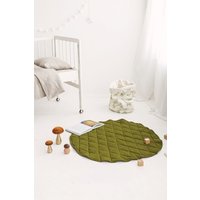 Moosgrüne Leinen Baby Spielmatte, Runder Gesteppter Spielteppich, Zweiseitiger Kinderzimmer Teppich, Boden Gepolsterter Teppich Matratze, Spielmatte von SandSnowLinen