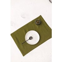 Moosgrüne Leinen Tischsets, Set Von 2 Natur Tischsets von SandSnowLinen