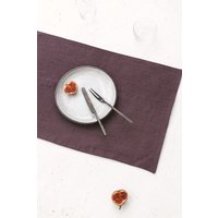 Pflaumen Leinen Tischset Set, Gehärtetes Tischset, Rosa Natur Restaurant Leinenmatten von SandSnowLinen