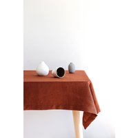 Rostige Leinen Tischdecke, Weiche Handgemachte Natürliche Grüne Tischdekoration, Tischdecke von SandSnowLinen